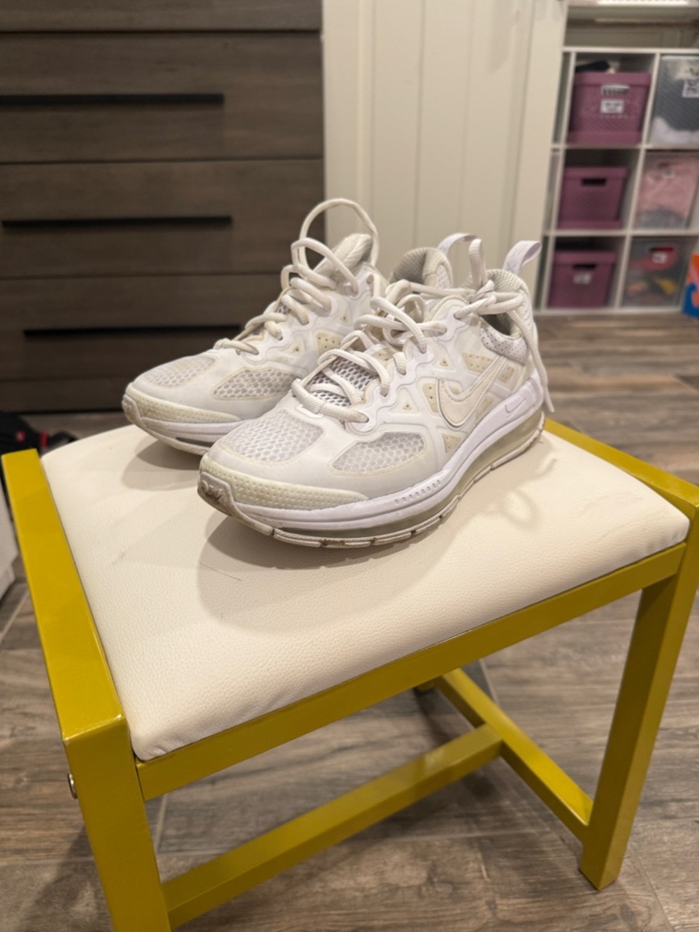 Nike Kids White and Cream Athletic Sneakers